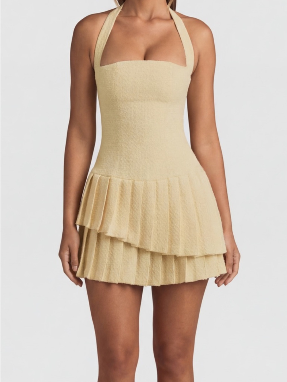 NWT! Oh POLLY Rosaria Asymmetric Layered Halterneck Mini Dress